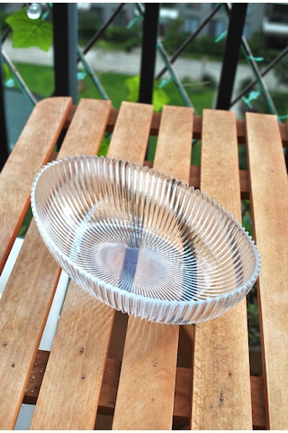 1 Adet Arya Cam Çukur Kayık Tabak Servis Meze Kasesi 21 Cm