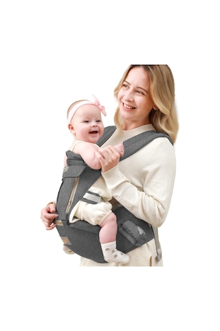 Grownsy 6'sı 1 Arada Ergonomik Bebek Taşıyıcı Ayarlanabilir, Hafif ve Nefes Alabilen Portbebe Koyu Gri Tek Ebat
