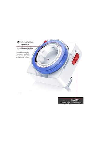 Cata Fişli Mekanik Zaman Saati - 3680 W - 16 A - Ct-9180