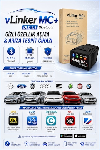 Vlinker Mc+ Ford Bmw Vw Reno Opel Gizli Özellik Açma Ve Arıza Tes