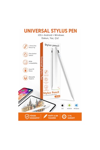 Samsung Galaxy Uyumlu  Tab A11 A9 A8 A7 Plus X200 T500 T290 T220 T720 T510 Stylus Dokunmatik Tablet Kalemi Beyaz