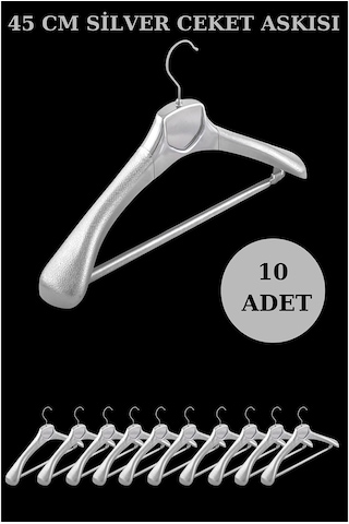 10Adet A Kalite Gümüş Kaplama Plastik Ceket Askısı Elbise Askısı Gümüş