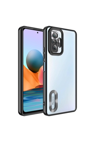 Xiaomi Redmi Note 10 Pro Kılıf Kamera Korumalı Logo Gösteren Şeffaf Kapak