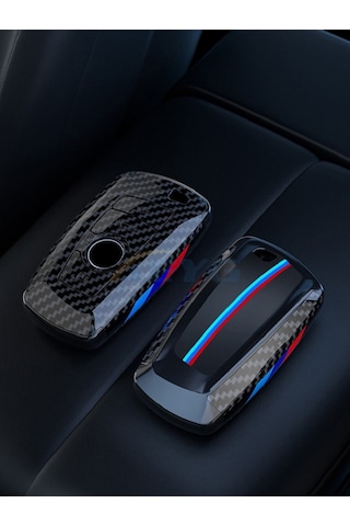 Bmw Uyumlu Anahtarlık Siyah Karbon Şık Tasarım Kumanda Kabı Bmw Uyumlu Keychain