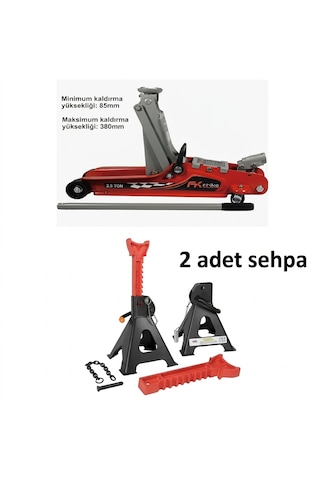 Friko 2.5 Ton Düşük Profil Hidrolik Kriko 3 Ton Sehpa Set