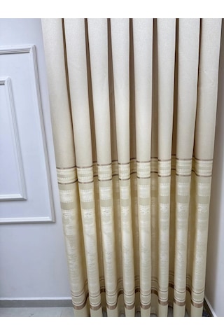 Nivemeshome Urla V-101 Krem 1/3 Sık Pileli Fon Perde Apm Krem