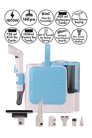 Yasomi C11 Pro 16kpa 1800w Sıcak Su Spreyli Buharlı Temizleyici Halı Ve Koltuk Yıkama Makinesi