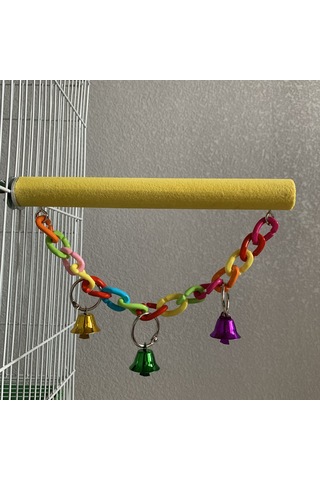 Yifomall Kuş Oyun Standı - Çanlı, Kumlama Ve Ahşap Tünek Eğitim Seti