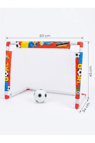 Mini Futbol Kalesi Seti 60cm Renkli Futbol Desenli Toplu Hafif Taşınabilir Oyuncak Fileli Kale