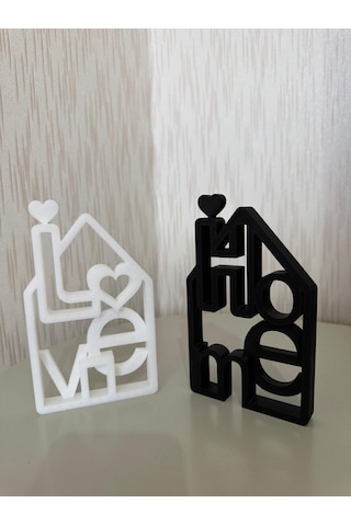 "home & Love" Dekoratif Obje Minimalist Ev Ve Ofis Aksesuarı Siyah Beyaz 2'li -