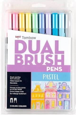 Abt Dual Brush Pen Grafik Kalemi 10'lu Set - Pastel Colors