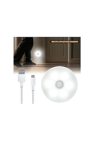 Sge Teknoloji Hareket Sensörlü Usb Şarjlı Led Işık Lamba Beyaz
