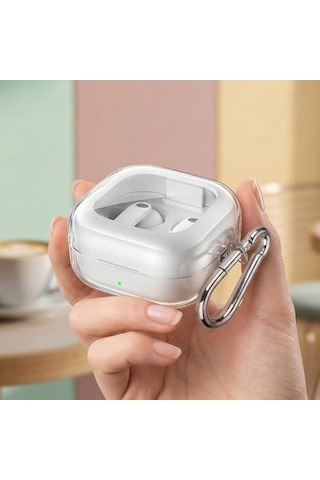Samsung Uyumlu - Galaxy Buds 4 Pro Kılıf Askı Aparatlı Transparan Silikon Şeffaf