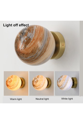 Yifomall Siyah-turuncu Güneş Sistemi Duvar Lambası E27 Avrupa Tipi, 110-240v, Ampul Hariç - Demir Ve Cam Malzeme Çok Renkli