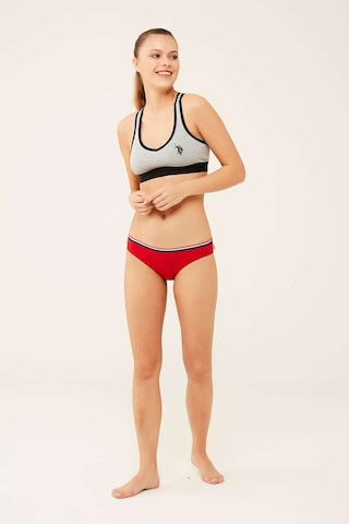 U.S. Polo Assn. Kadın Beyaz - Lacivert - Kırmızı 3 Lü Slip 66271 Kırmızı