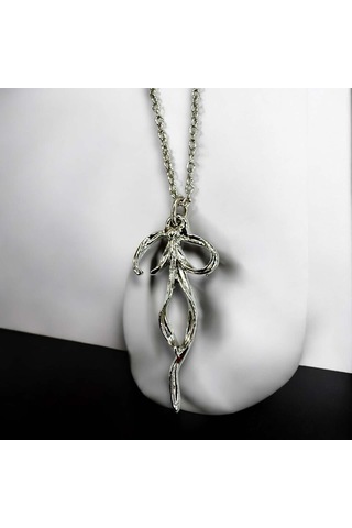 Kurdele Çelik Kadın Kolye Antik Gümüş Kaplama 60 Cm Zincir Çok Renkli