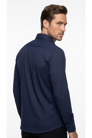 Plus Scorpion Erkek Beyaz Klasik Gömlek Slim Fit, Düz Model, Şık Ofis & Günlük Kombin Lacivert