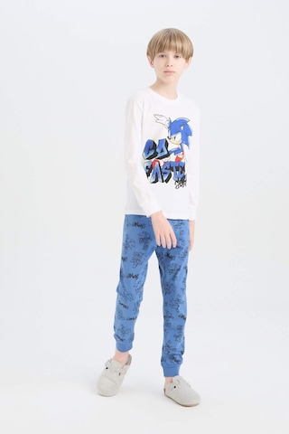 DeFacto Erkek Çocuk Pijama Takımı Sonic the Hedgehog Bisiklet Yaka Uzun Kollu Tişört Uzun Alt D5513A824WNWT34