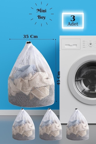 Lbag 3 Adet Çamaşır Yıkama Filesi İpli 35x45 Cm Çorap Perde Filesi Diğer