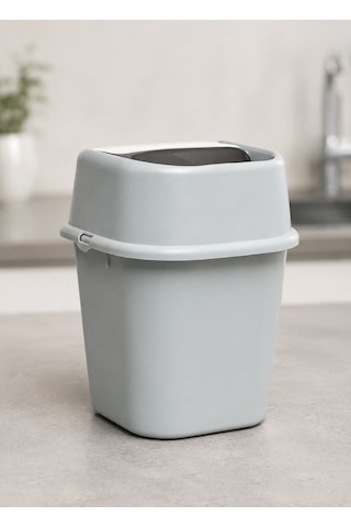 Gri Çöp Yut Tezgah Üstü Çöp Kovası 3 L - Inox Ve Gri Mutfak Uyumlu Mini Sallanır Kapak Çöp Kutusu