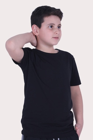 Fyk Kids Düz Model Farklı Renk Seçeneği Ile Unisex Çocuk Tişört Siyah