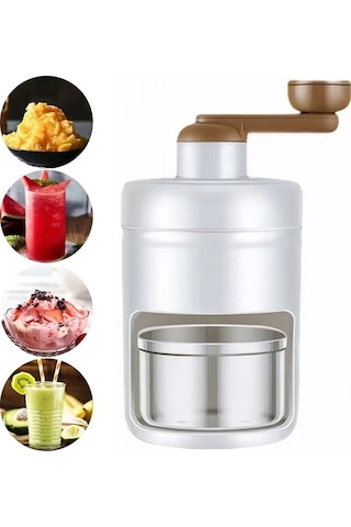 Ulzyvf 500ml Elle Çalıştırılan Buz Tıraş Makinesi Çok Beyaz Beyaz