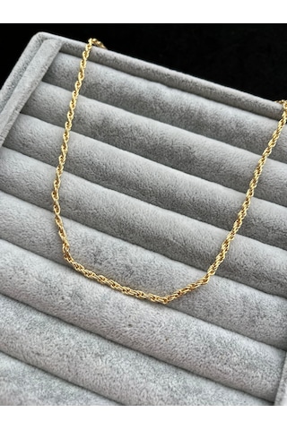 Burgu Zincir Kadın Kolye- Altın Kaplama A+ Kalite Alaşım 70 Cm Zincir Altın