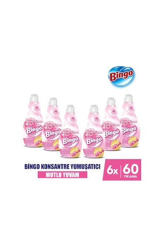 Bingo Soft Mutlu Yuvam Konsantre Çamaşır Yumuşatıcısı 6 x 1440 ML
