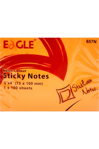 Eagle 75 X 100 MM Neon Yapışkanlı Not Kağıdı 100 Yaprak Turuncu