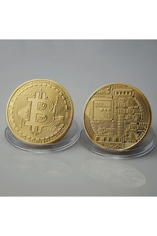 Bitcoin Madeni Hatıra Parası 1 Adet Kutulu Altın Renk Hobi Koleksiyon