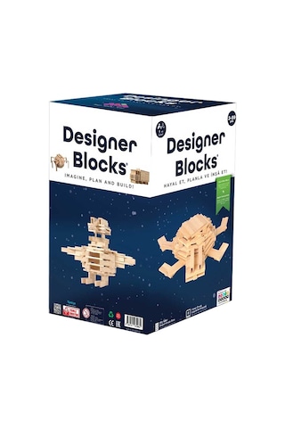 Designer Blocks 100 Doğal Ahşap Parça 3+ Yaş 1+ Oyuncu