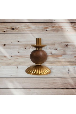 Tekli Pino Mumluk Ahşap Top Detaylı Gold Küçük