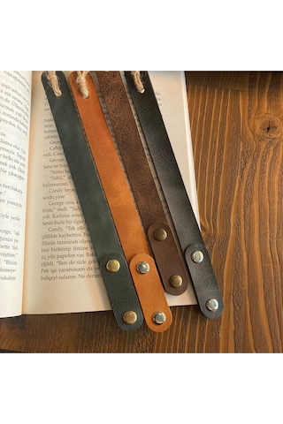 2 Adet Hakiki Deri Kitap Ayracı - Camel