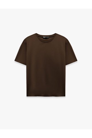 Koton Pamuklu Regular Fit Bisiklet Yaka Kısa Kollu Basic Tişört Kahverengi 6sam10429mk Kahve