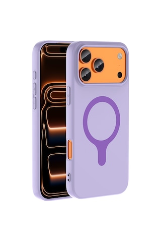 Apple iPhone Uyumlu 17 Pro Max Kılıf M-safe Şarj Özellikli Zore Aris Silikon Kapak - Lila