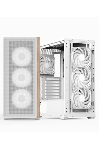 Aerocool D501a White 4x12cm A-rgb Fanlı, Ahşap Ön Panel Detaylı,