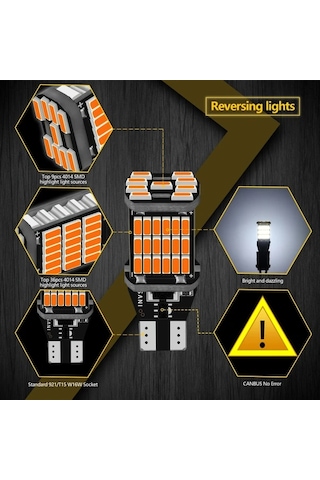 Xuweiwei 4 Adet Aıleo T15 W16w Led 921 912 T16 902 Ampul 45 Adet 4014smd Araba Geri Vites Işıkları Sarı Beyaz 12v Beyaz