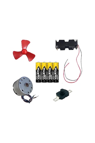 Kutulu Dc 6v Güçlü Hobi Oyuncak Motoru Pervane Anahtar Pil Öğrenci Elektrik Motor Deney Seti