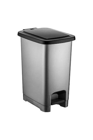Omnipazar Sy4281 15 Lt Slim Pedallı Gri Plastik Çöp Kova Siyah Ka