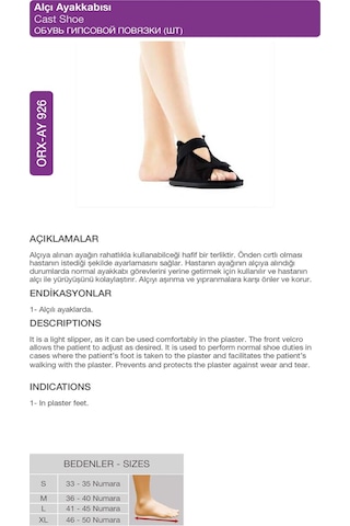 Alçı Terliği Tek Alçı Sonrası Yürüme Terliği Orx -ay926