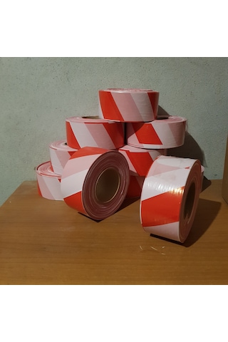 Safety 6 Cm'e 500 Mt Kırmızı Beyaz Ikaz Bandı - Emniyet Şeridi