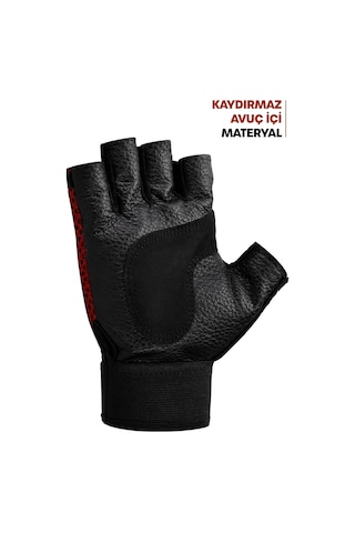 M Beden Kesik Yarım Fitness Gym Ağırlık Kaldırma Spor Eldiveni Unisex Bisiklet Eldiveni Kırmızı 115 Genel
