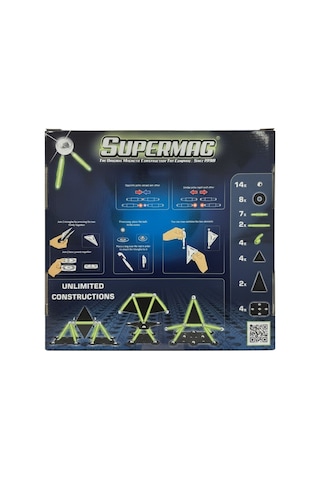 Supermag 45 Parça Fosforlu Manyetik Yapı Oyuncağı- Mıknatıslı Stem Seti