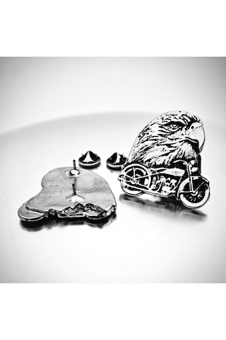 Kartal Chopper Motorcu Rozeti Gümüş