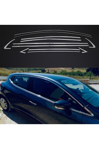 Renault Clio 4 Cam Çıtası Kromu Çerçevesi Komple Nikelaj Seti