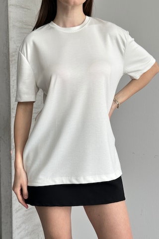 Balenbi Kadın Modal Bisiklet Yaka Basic Yarım Kollu T-shirt 1211 Beyaz