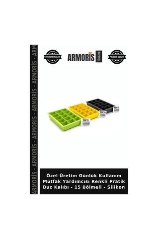 Özel Üretim Günlük Kullanım Mutfak Yardımcısı Renkli Pratik Buz Kalıbı - 15 Bölmeli - Silikon Çok Renkli