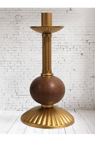 Tekli Pino Mumluk Ahşap Top Detaylı Gold Büyük