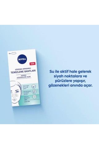 Nıvea Siyah Nokta Temizleyici Burun T-bant, Gözenek Arındırıcı, Derinlemesine Temizlik, Limon Özü, 4 Adet Sku: Smg8690010387028