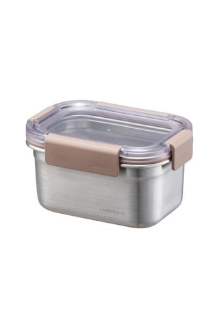 Locknlock Paslanmaz Çelik Dörtgen Kilitli Fırın & Saklama Kabı Kahverengi 520 ML Kahverengi